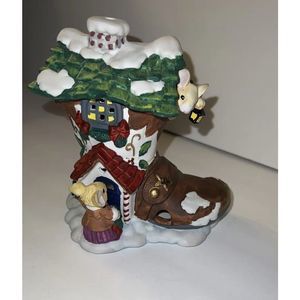 VINTAGE RARE Mouse Mice People Christmas Village Mouse in a boot